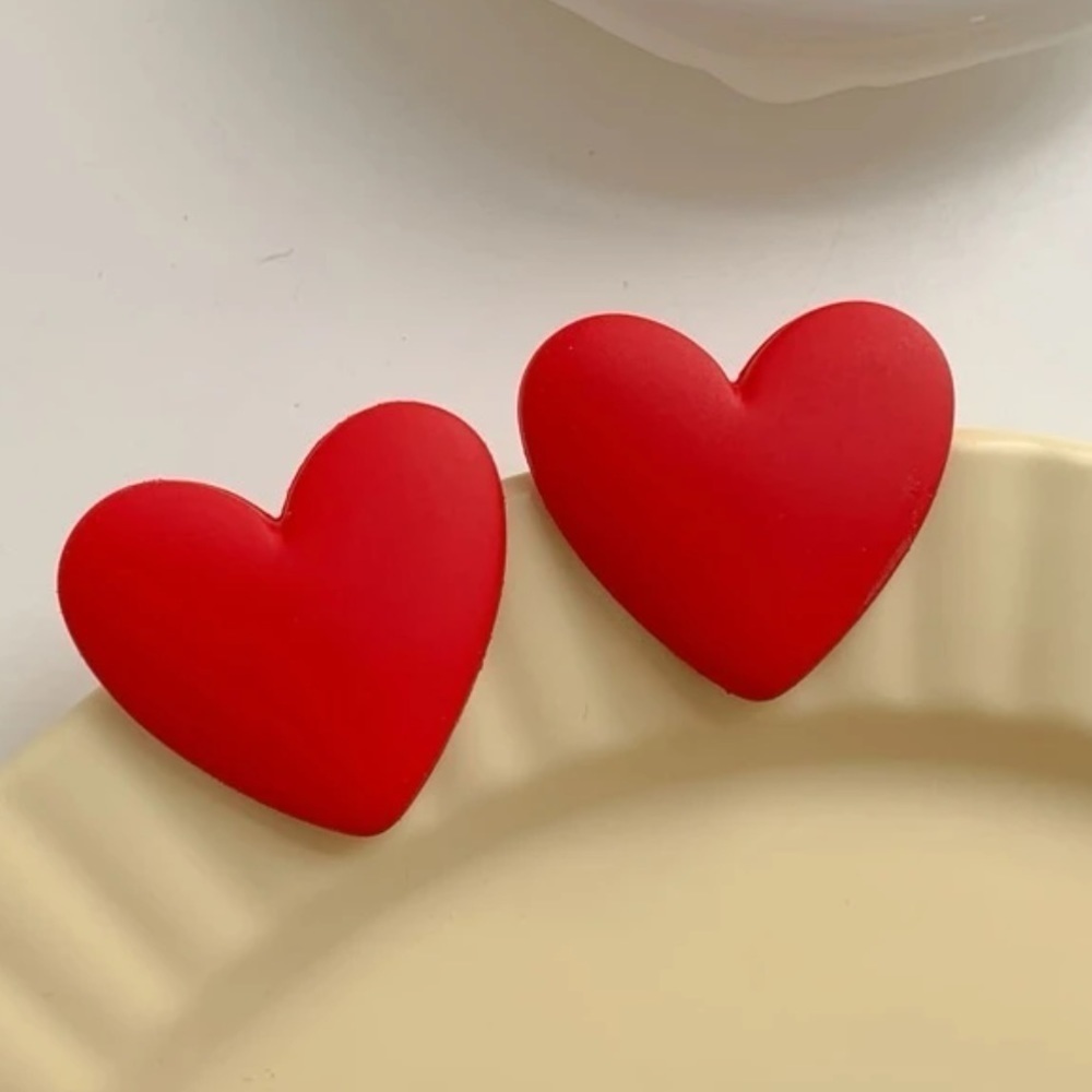 Red Heart Stud Earrings